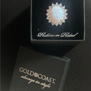 NWT Gold Coast Platinum Plated Opal Ring size 7